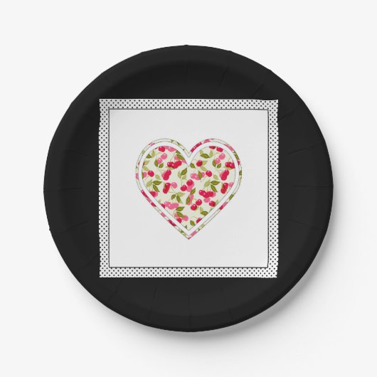 Liebe, Beeren, Kirsche Pappteller (Vorderseite)