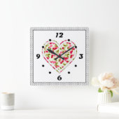 Liebe, Beeren, Kirsche Quadratische Wanduhr (Zuhause)