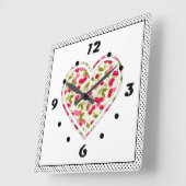 Liebe, Beeren, Kirsche Quadratische Wanduhr (Winkel)