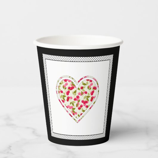 Liebe, Beeren, Kirschpapier-Becher Pappbecher (Vorderseite)