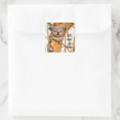 Liebe beert alles quadratischer aufkleber (Tasche)