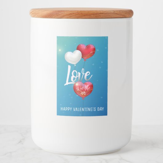 Liebe befindet sich in den Luftballons des Valenti Lebensmitteletikett (Vorderseite)