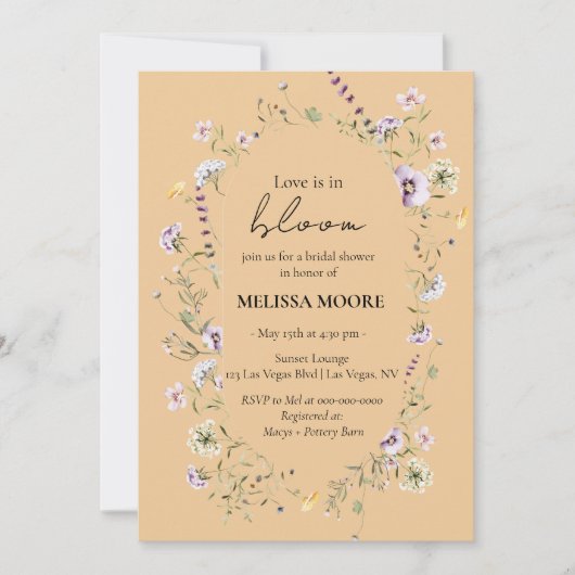 Liebe befindet sich in der Blumendusche Einladung (Vorderseite)