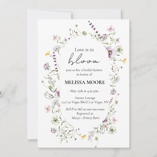 Liebe befindet sich in der Blumendusche Einladung (Vorderseite)