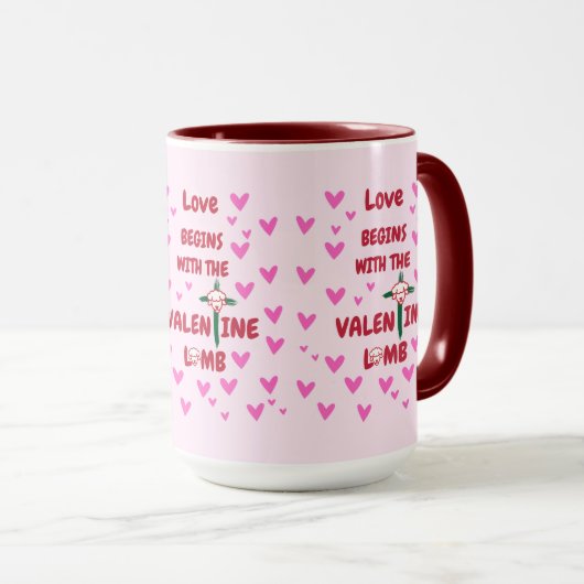 Liebe beginnt mit der Valentiner Lamm-Tasse Tasse (VorderseiteRechts)