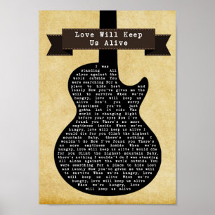 Liebe Behalte uns Alive Black Guitar Song Lyric Poster