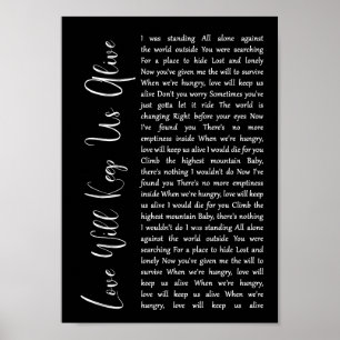 Liebe Behalte uns Alive Black Script Song Lyric Poster