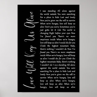 Liebe Behalte uns Alive Black Script Song Lyric Poster