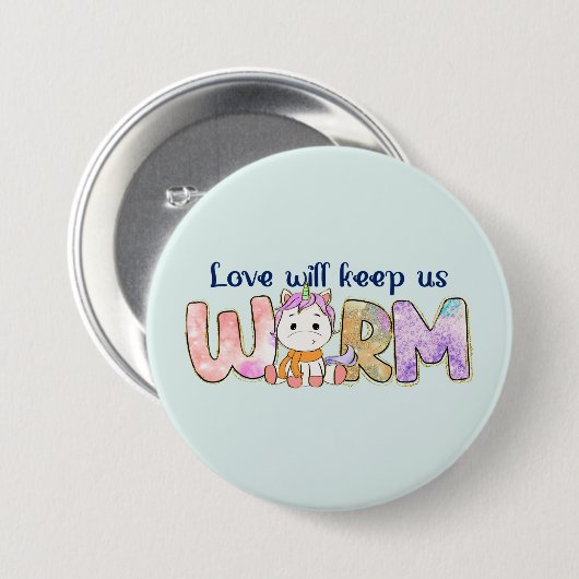 Liebe Behalte uns warm | Adorable Einhorn Winter Button (Vorne & Hinten)