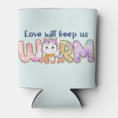 Liebe Behalte uns warm | Adorable Einhorn Winter Dosenkühler (Vorderseite)