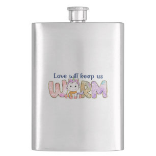 Liebe Behalte uns warm Adorable Einhorn Winter Flachmann