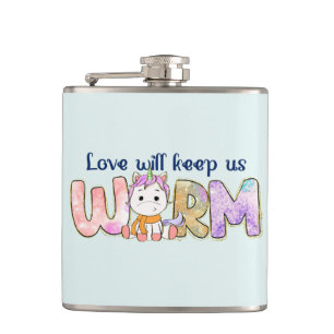 Liebe Behalte uns warm Adorable Einhorn Winter Flachmann