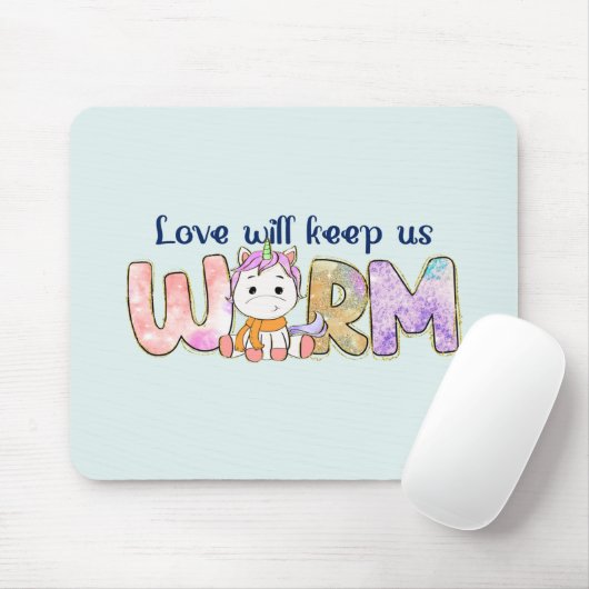 Liebe Behalte uns warm | Einhorn Winter Mousepad (Mit Mouse)