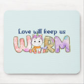 Liebe Behalte uns warm | Einhorn Winter Mousepad (Vorne)