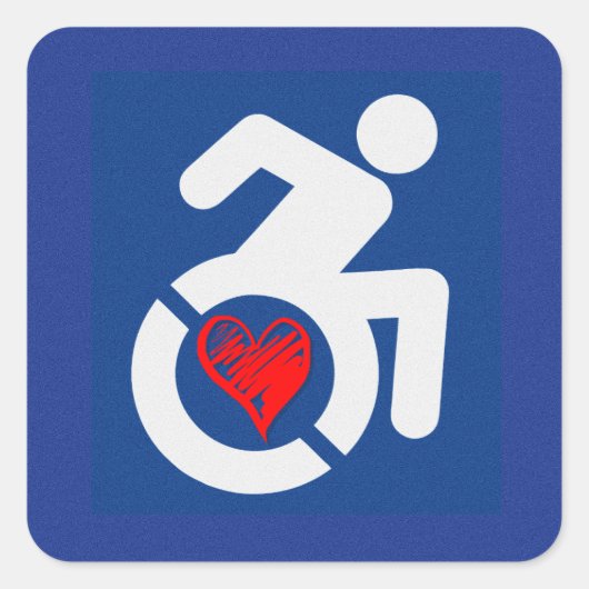 Liebe behindert quadratischer aufkleber (Vorderseite)