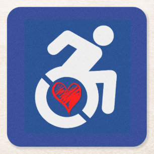 Liebe behindert rechteckiger pappuntersetzer