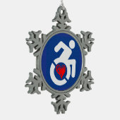 Liebe behindert schneeflocken Zinn-Ornament (Links)