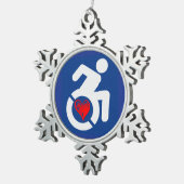 Liebe behindert schneeflocken Zinn-Ornament (Rechts)