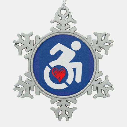 Liebe behindert schneeflocken Zinn-Ornament (Vorderseite)
