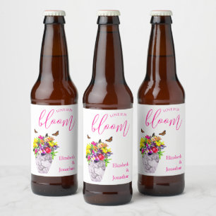 Liebe bei Blumenhochzeiten Bierflaschenetikett