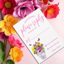 Liebe bei Blumenhochzeiten RSVP Karte