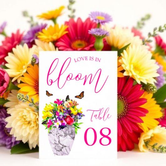 Liebe bei Blumenhochzeiten Tischnummer