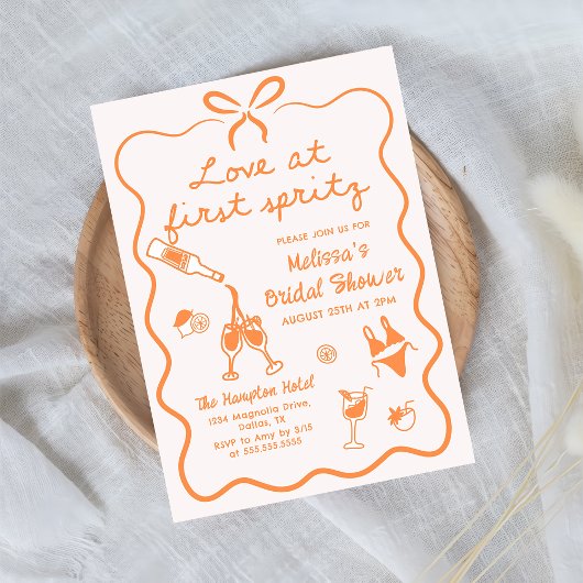 Liebe bei der ersten Spritz Bridal Dusche Einladun Einladung