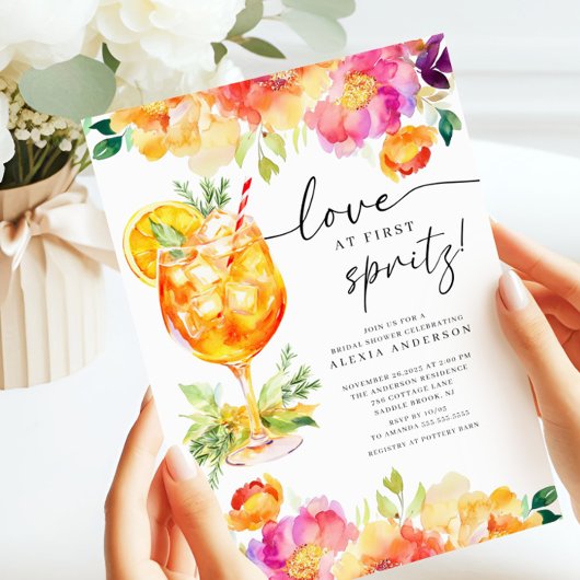Liebe bei der ersten Spritz Bridal Dusche Einladun Einladung