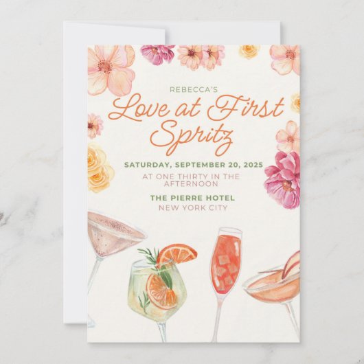 Liebe bei der ersten Spritz Bridal Dusche Einladun Einladung (Vorderseite)