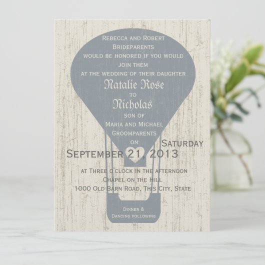 Liebe bei der Luftballonhochzeit Einladung (Stehend Vorderseite)