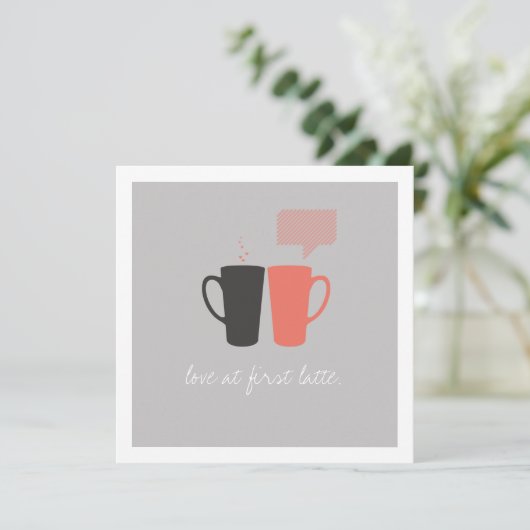 "Liebe bei erstem Latte" Dusche laden ein Einladung (Stehend Vorderseite)