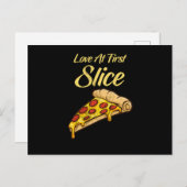 Liebe bei First Slice Funny Pizza Pepperoni Käse Postkarte (Vorne/Hinten)