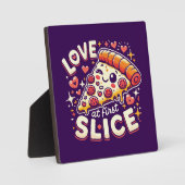 Liebe bei First Slice, Niedliche Pizza Lover Spaß Fotoplatte (Vorderseite)