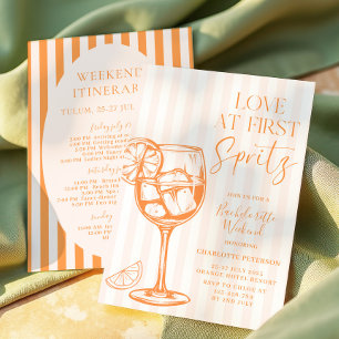 Liebe bei First Spritz Aperol Orange Bachelorette Einladung