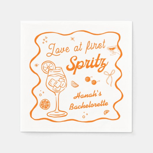 Liebe bei First Spritz Bachelorette Serviette (Vorderseite)