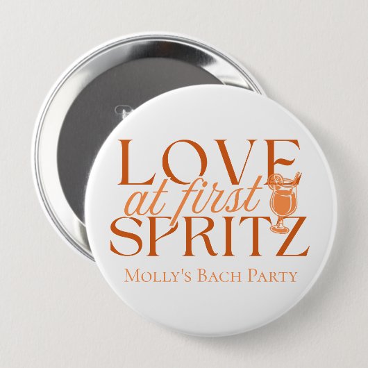 Liebe bei First Spritz - Fun Orange Bachelorette Button (Vorne & Hinten)