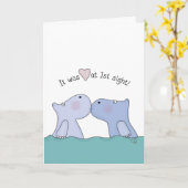 Liebe bei Hippos an erster Stelle Karte (Gelbe Blume)