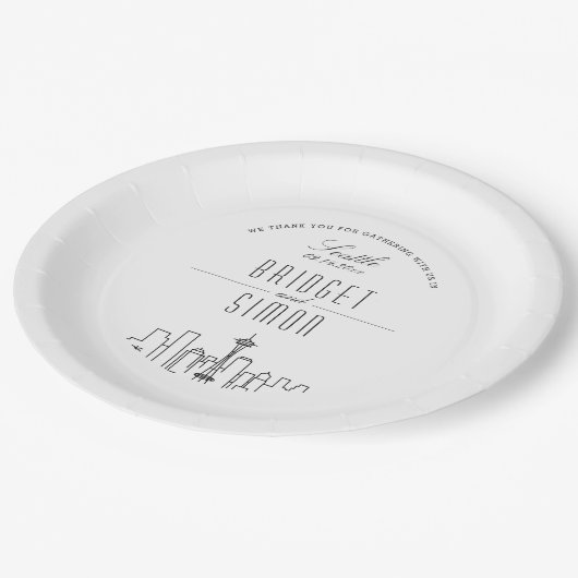 Liebe bei Seattle Wedding Pappteller (Schrägansicht)