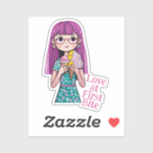 "Liebe beim ersten Biss"-Spaß Eis Cremekons Aufkleber (Blatt)