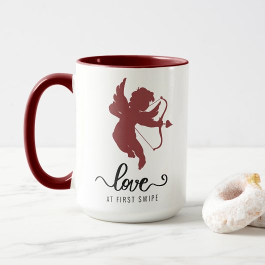 Liebe beim Ersten Schnabel Kupid Foto Valentine Tasse (Mit Donut)