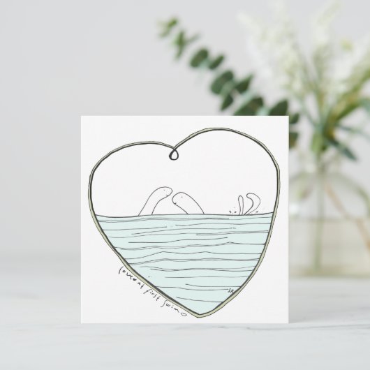 Liebe beim ersten Schwimmen (xox) Karte (Stehend Vorderseite)