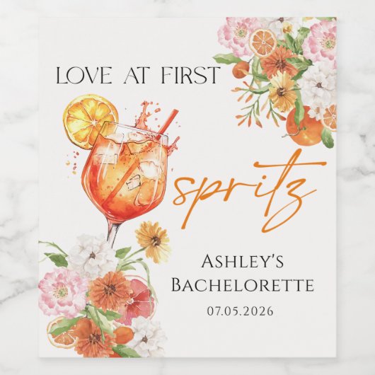 Liebe beim ersten Spritz Brautparty Weinsiegel Weinetikett (Einzelnes Label)