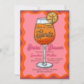Liebe beim ersten Spritz Retro wavey Orange Sketch Einladung (Vorderseite)