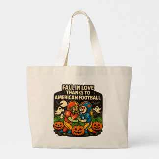 Liebe beim ersten Tackle: Ein Halloween-Fußballrom Jumbo Stoffbeutel
