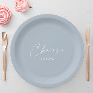 Liebe bejubeln - Dusty Blue Wedding Pappteller