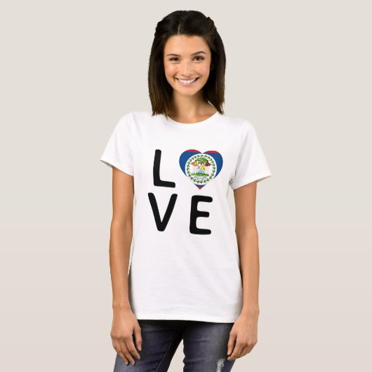 Liebe - Belize-Flagge T-Shirt (Vorne ganz)