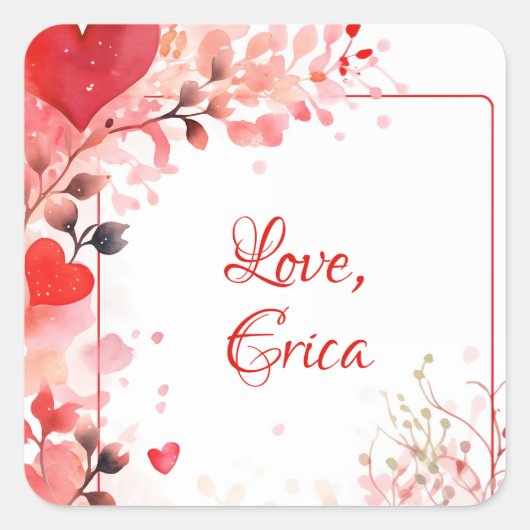 Liebe | Benutzerdefiniert Quadratischer Aufkleber (Vorderseite)