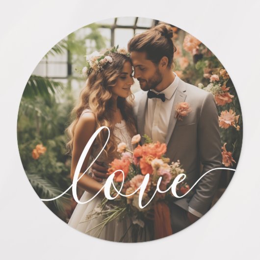 "Liebe" Benutzerdefiniertes Foto Etiketten (Design 1)