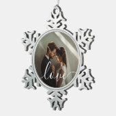 "Liebe" Benutzerdefiniertes Foto Schneeflocken Zinn-Ornament (Rechts)