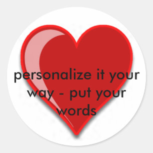 Liebe - Benutzerdefiniertes rotes Herz Ihren Text  Runder Aufkleber